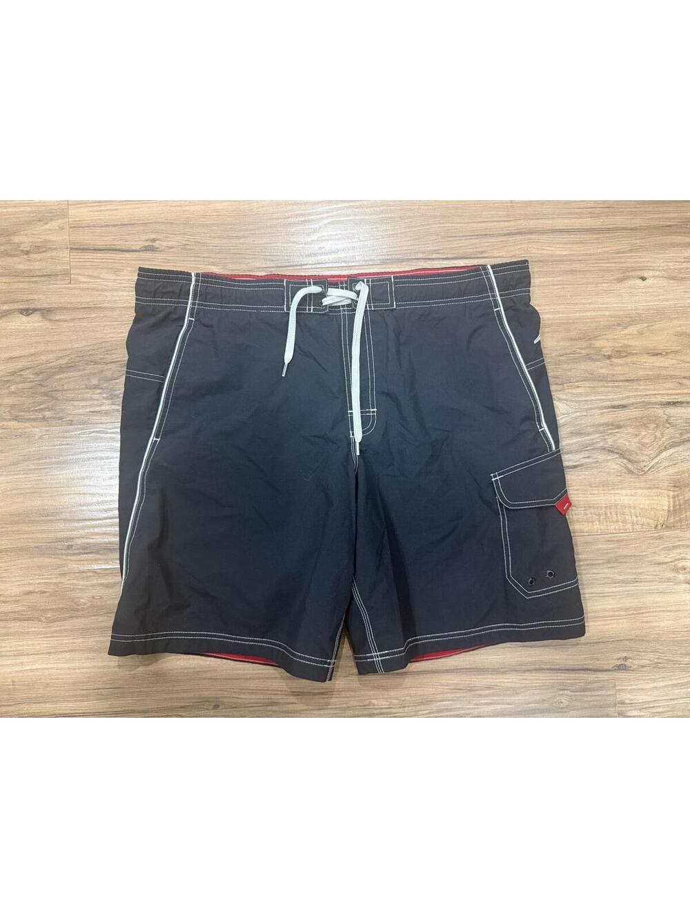 Speedo Swim Trunks Mens Black Red Mesh Lined Board Shorts 44 Waist Swim